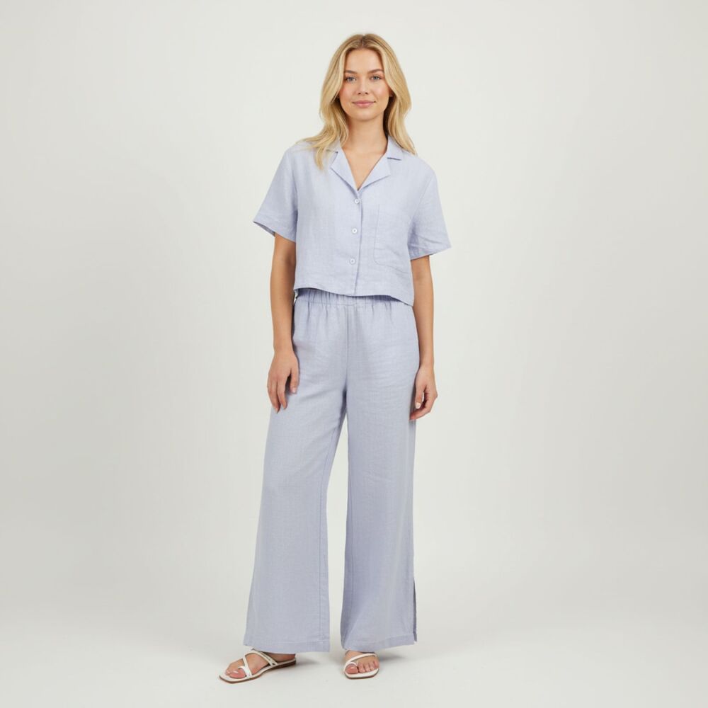 Faithfull The Brand SET Lavender Linen Scelsi Wide Flair High Waist Pants & Top